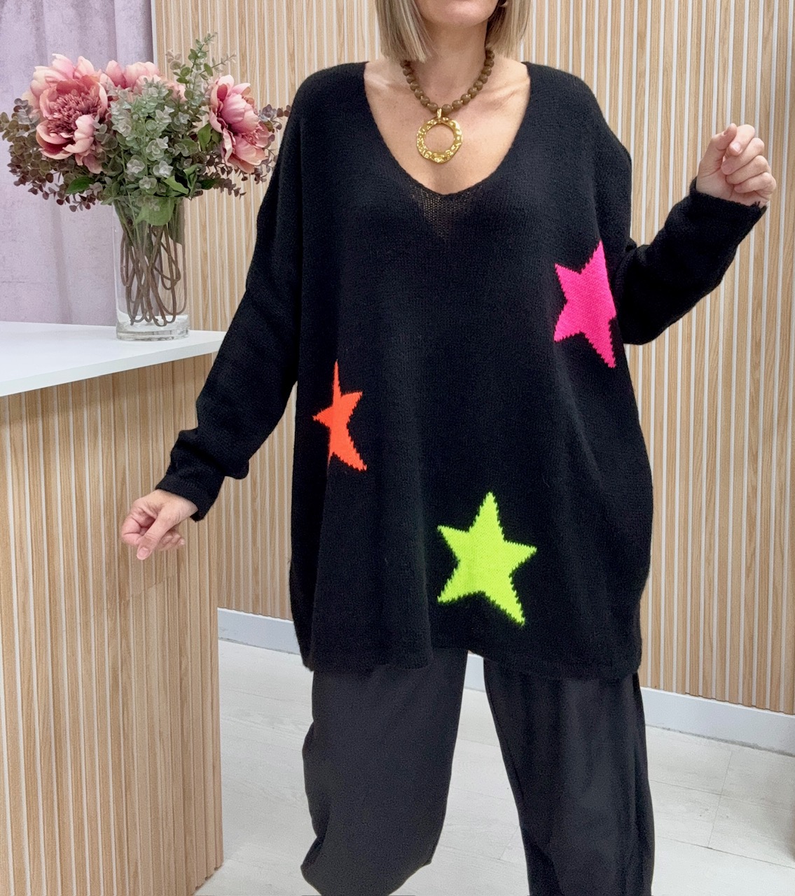 Sueter curvy fosfi estrella negro